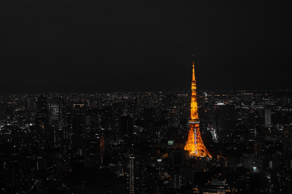 lighted Tokyo Tower located at Japan