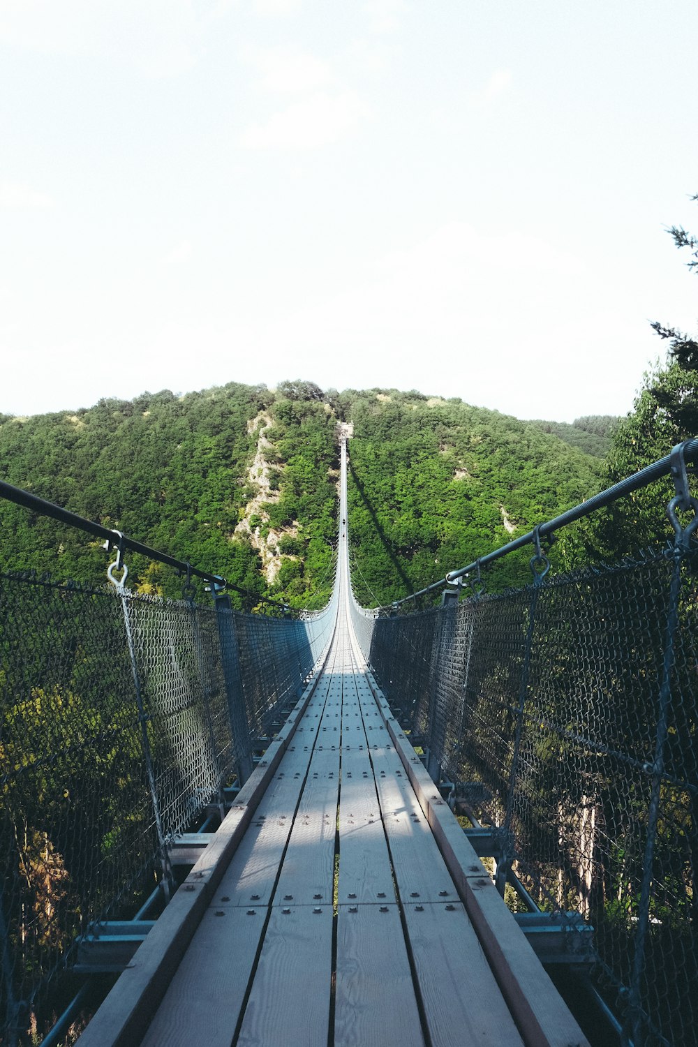 Ponte marrom e cinza perto do pico da montanha