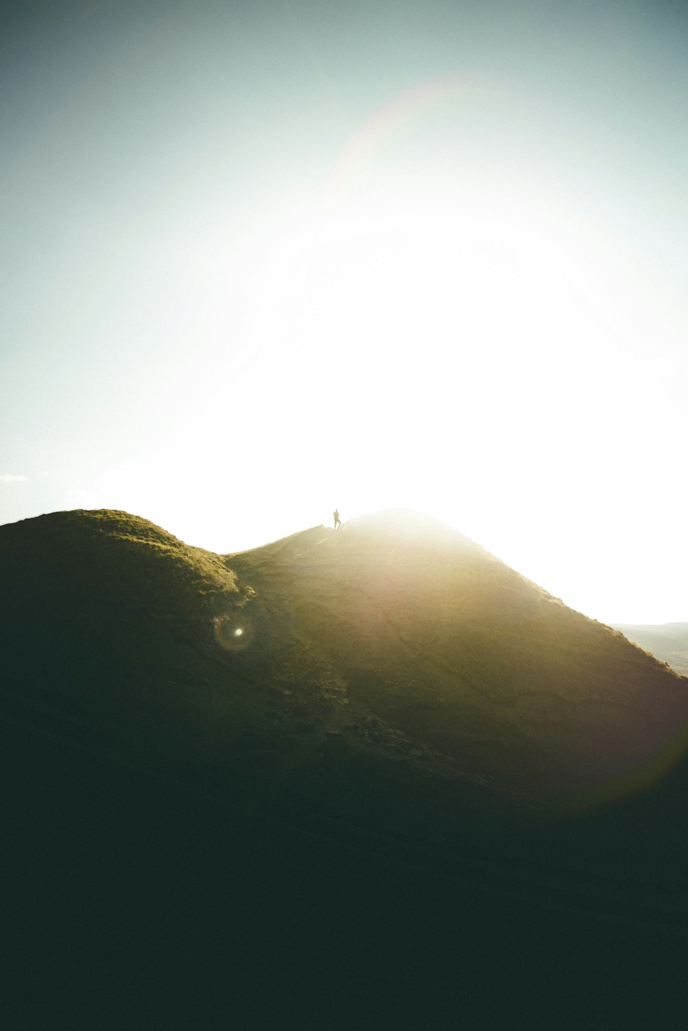 man standing on top of moutain