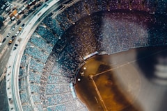 an aerial view of a stadium filled with people