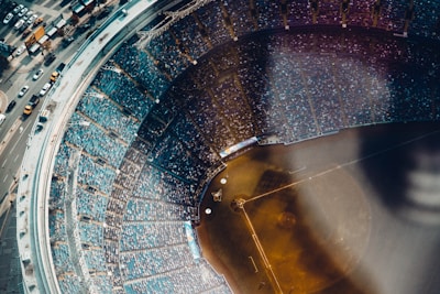 an aerial view of a stadium filled with people