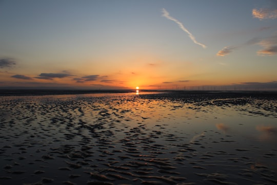 beach view of sunset in Crosby Beach United Kingdom