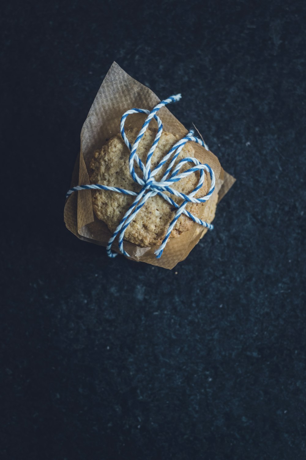 cookie wrapped blue and white lace