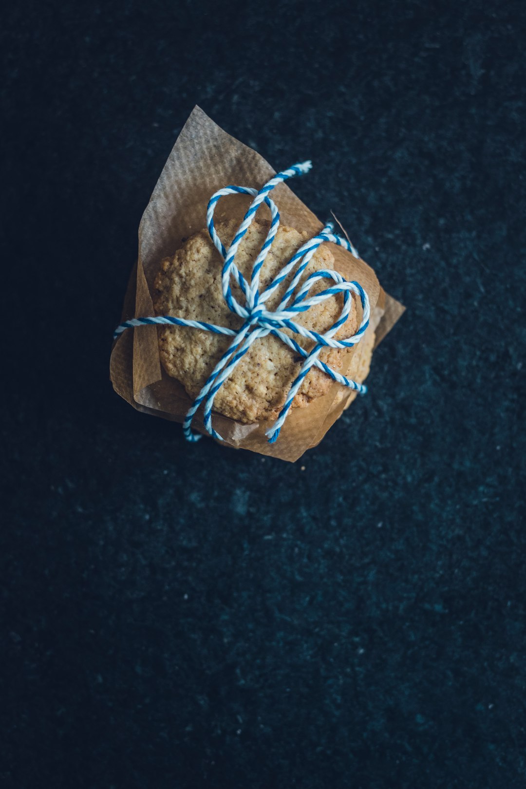 cookie wrapped blue and white lace