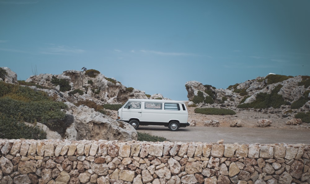 parked white conversion van