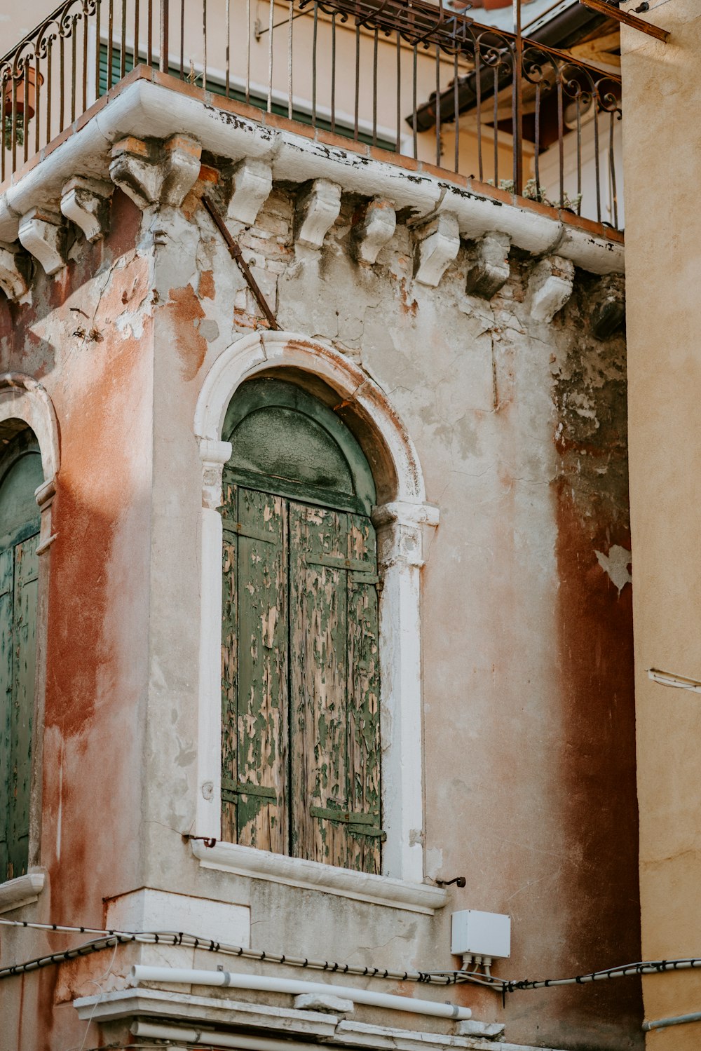 white and brown concrete balcony