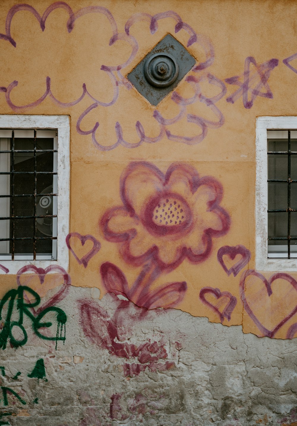 Pittura murale con fiori marroni