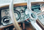 close-up of steering wheel