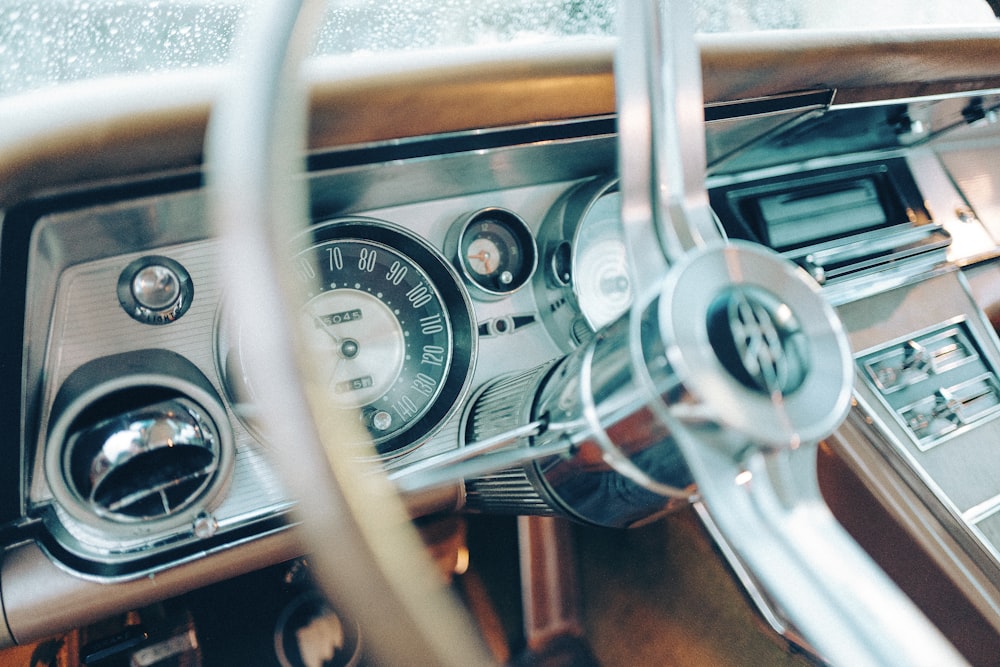 close-up of steering wheel