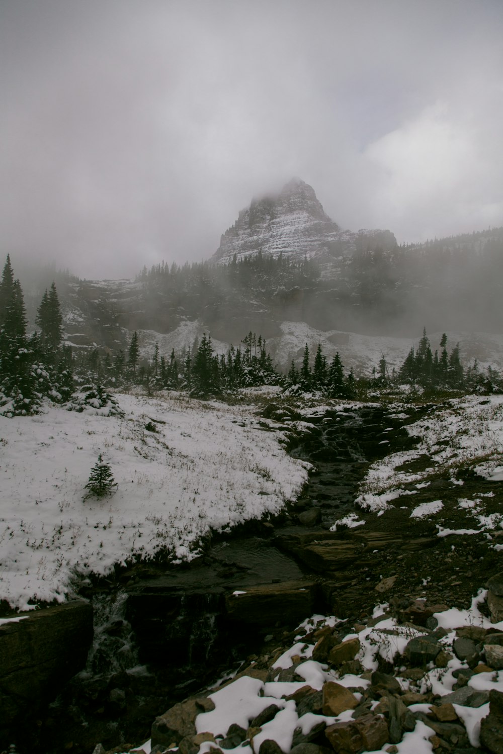 mountain with snowy terrain