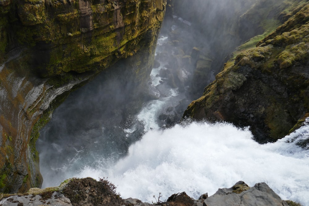 bird's eye photography of waterfall