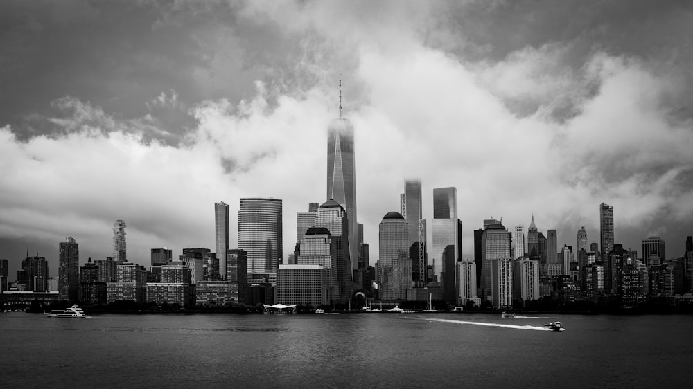 grayscale photography of city