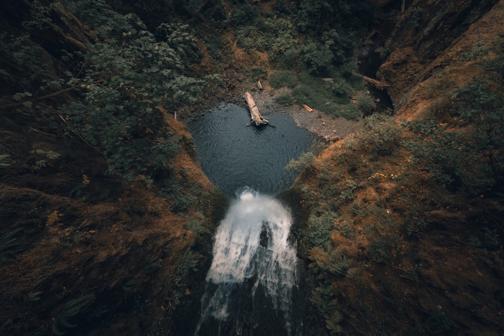 aerial photography of waterfalls