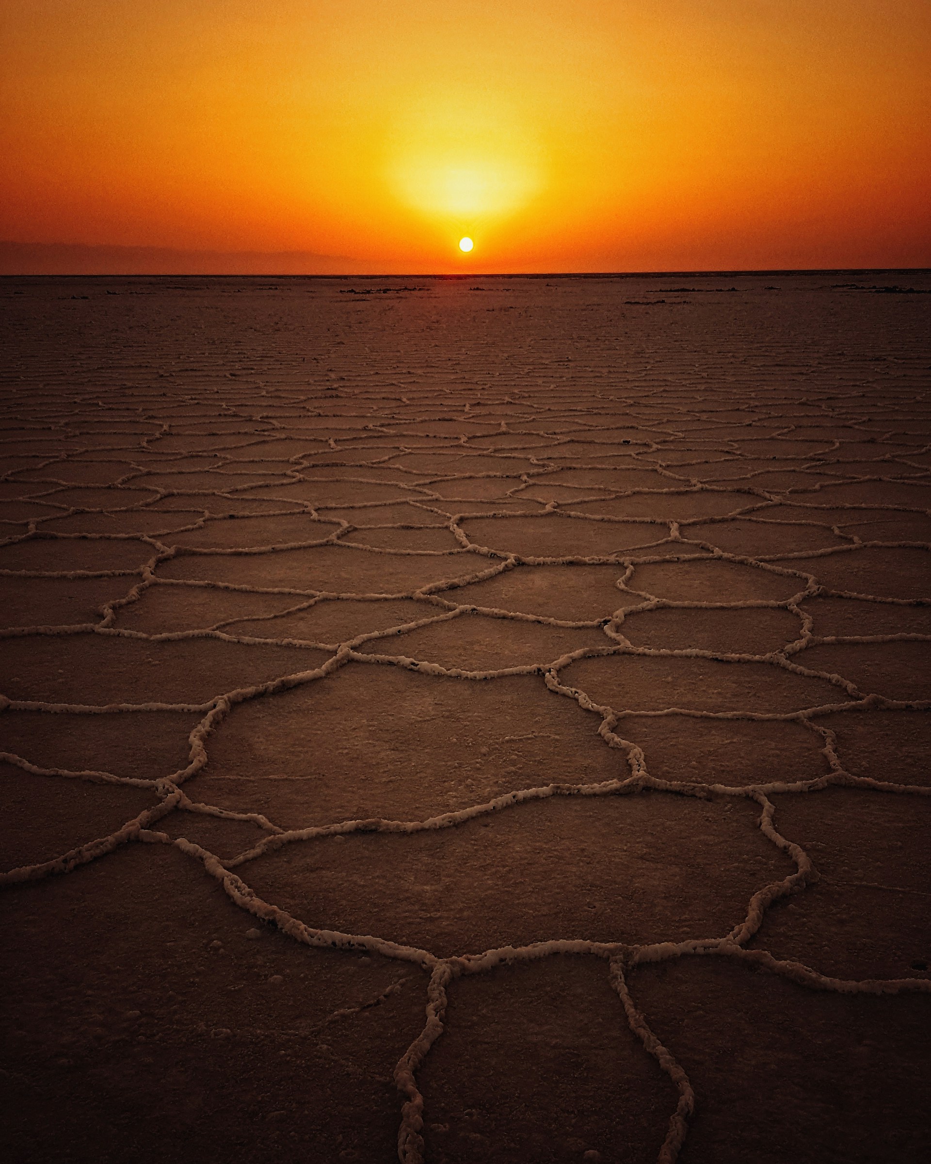dried land at golden hour