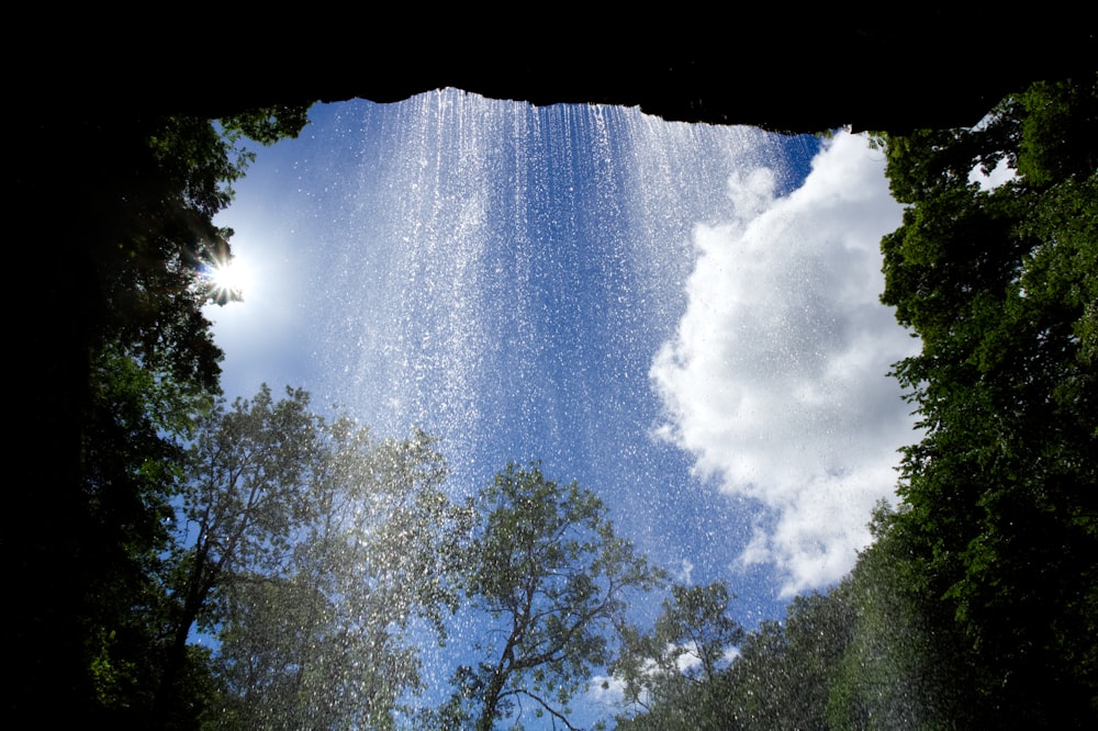 waterfalls low-angle photo