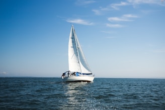 blue and white sailboat on ocean during daytime