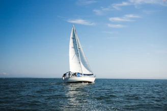 blue and white sailboat on ocean during daytime