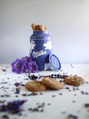 cookies in blue container