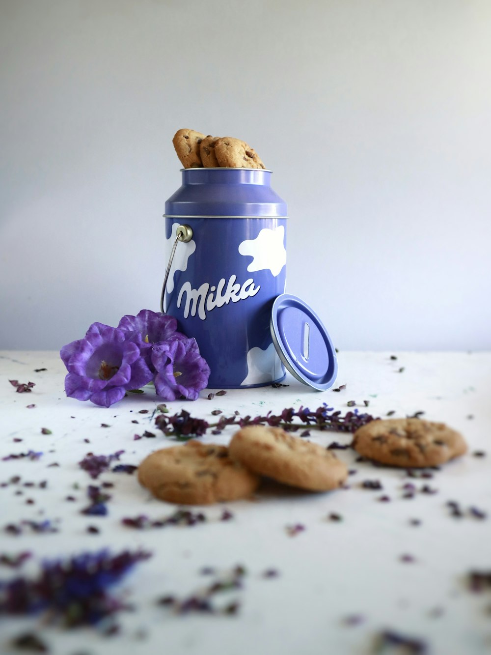 cookies in blue container
