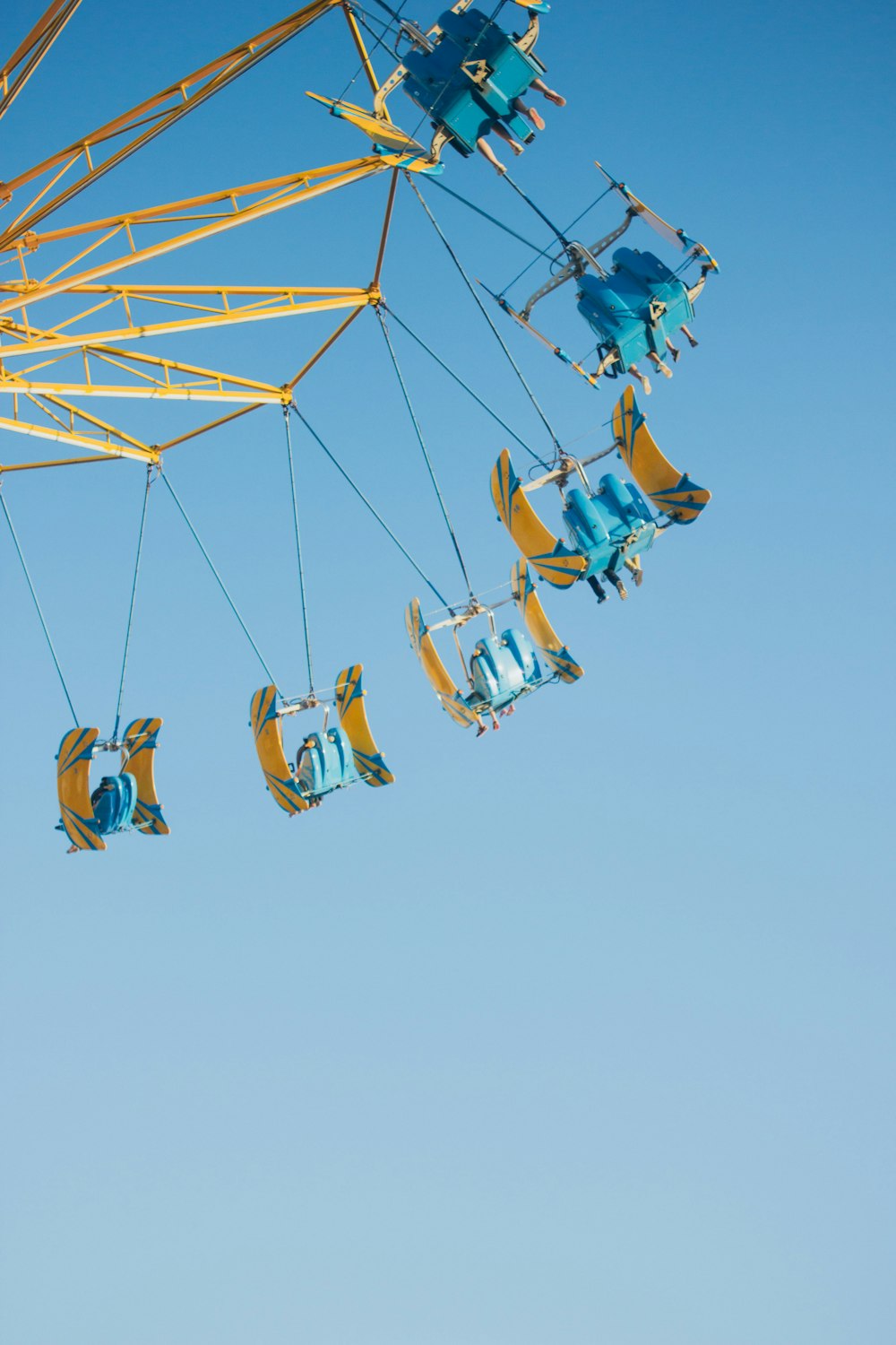 yellow and blue flying fiesta