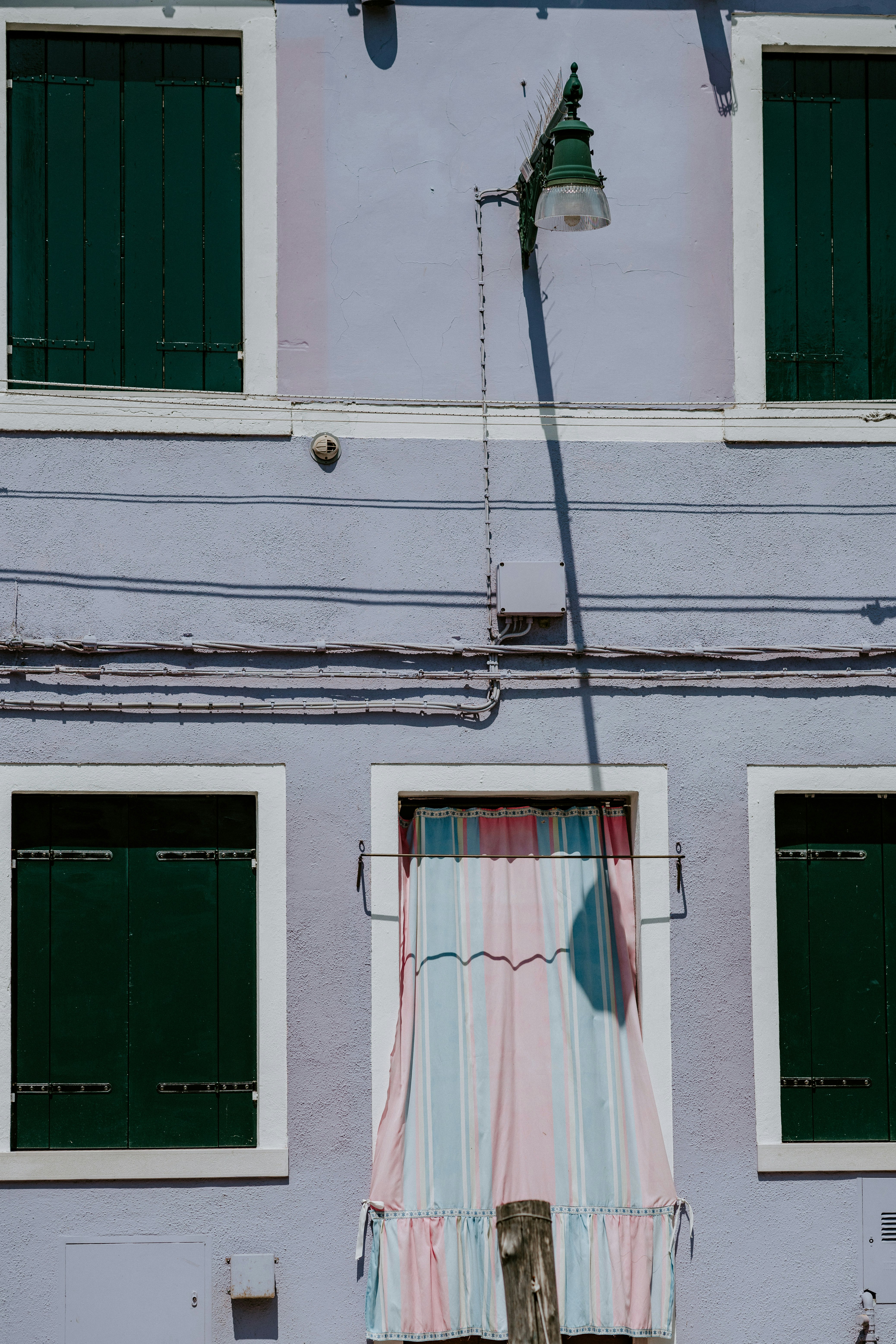 pink and teal window curtain