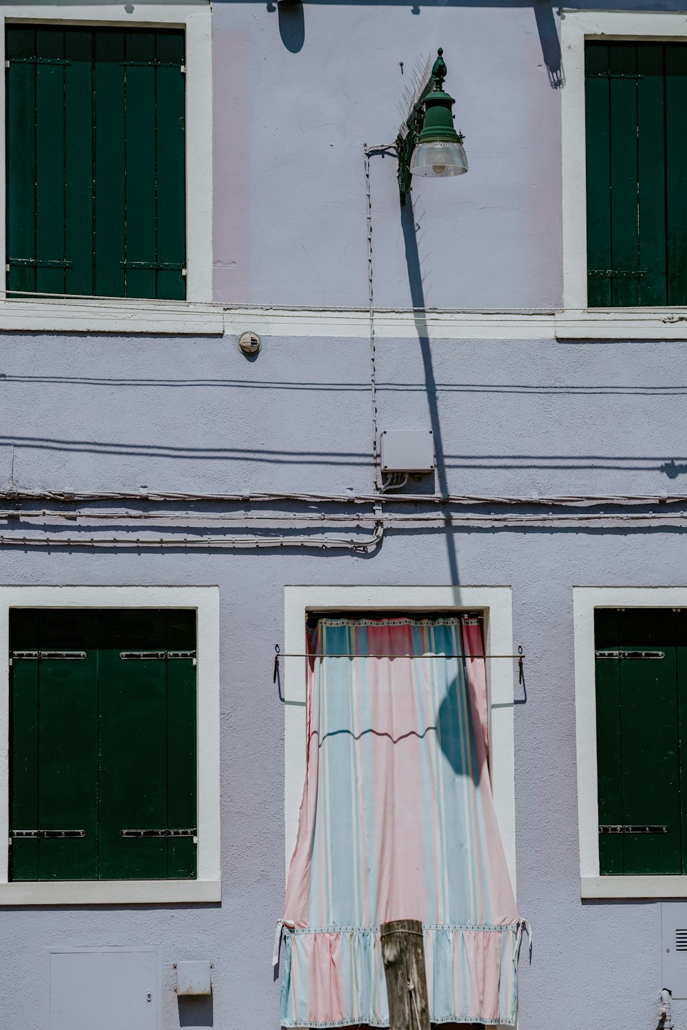 pink and teal window curtain