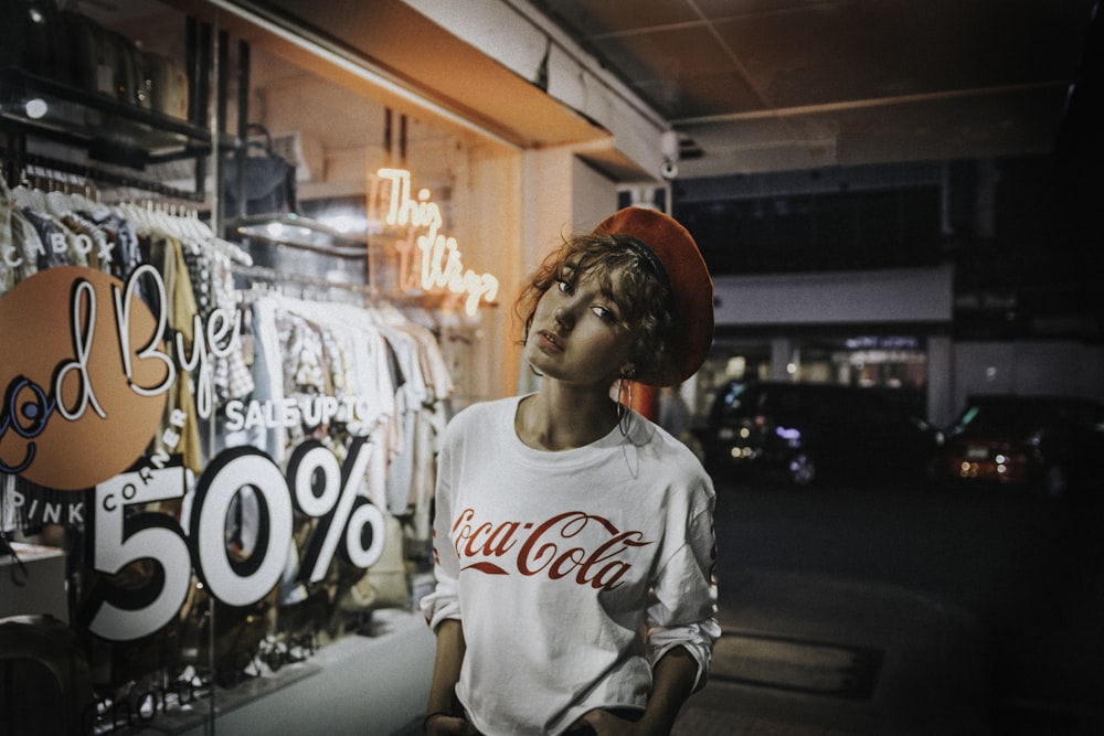 camicia girocollo Coca-Cola bianca da donna