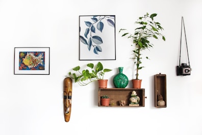 Image of assorted wall decors including framed images