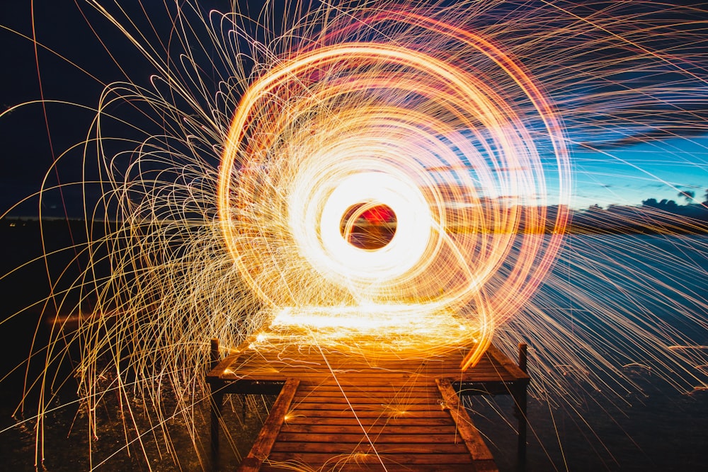 time lapse photography if a pier