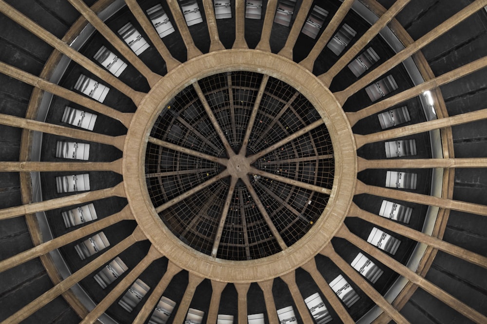 round brown structural ceiling