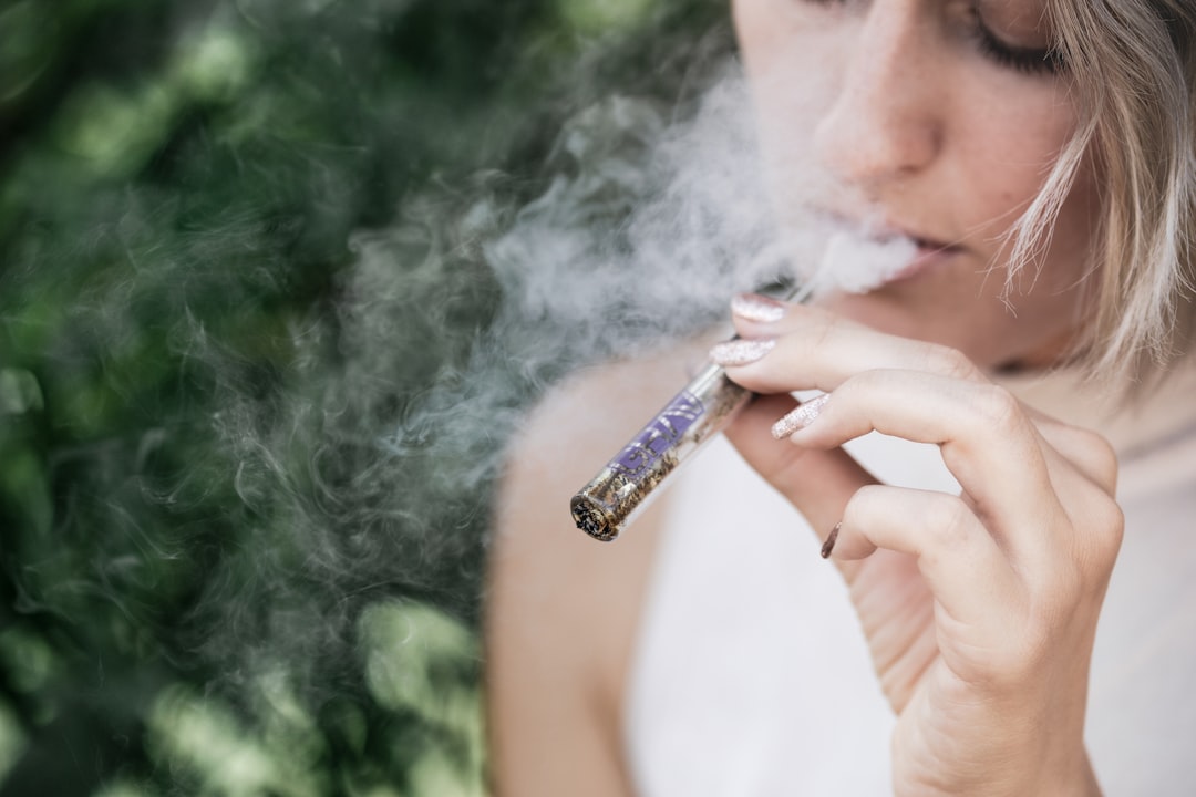 woman smoking, Model smoking a glass blunt.