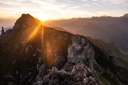 mountain summit during sunrise in Pierre Avoi Switzerland