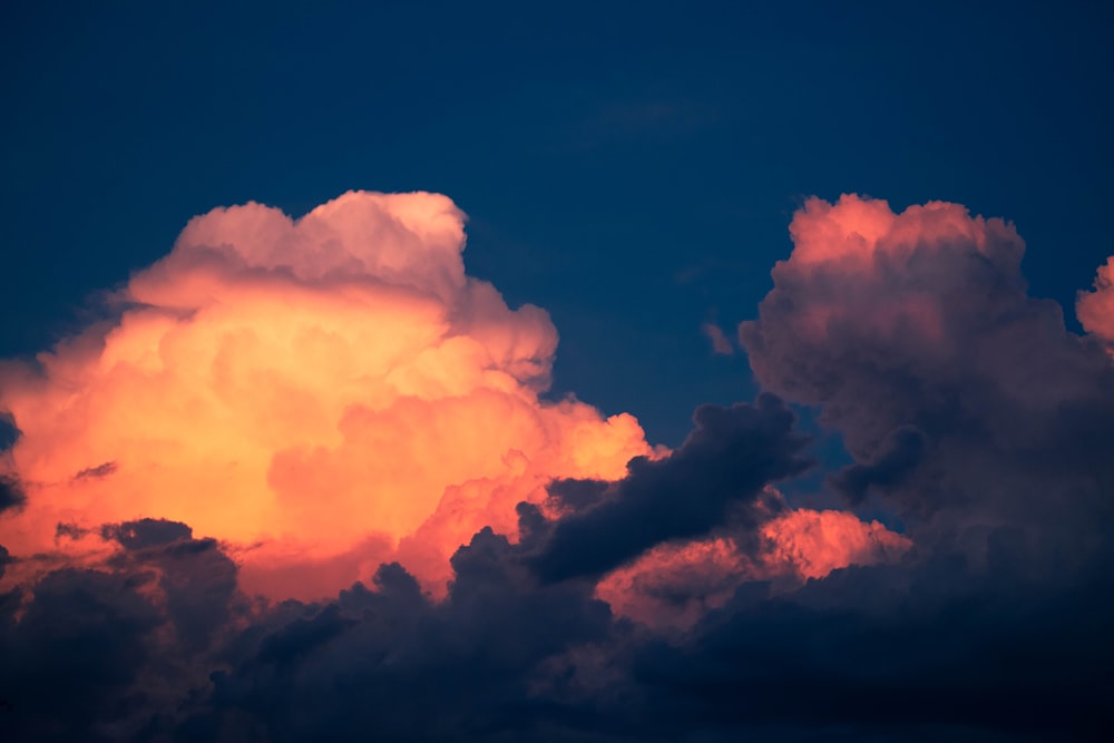 white and orange clouds