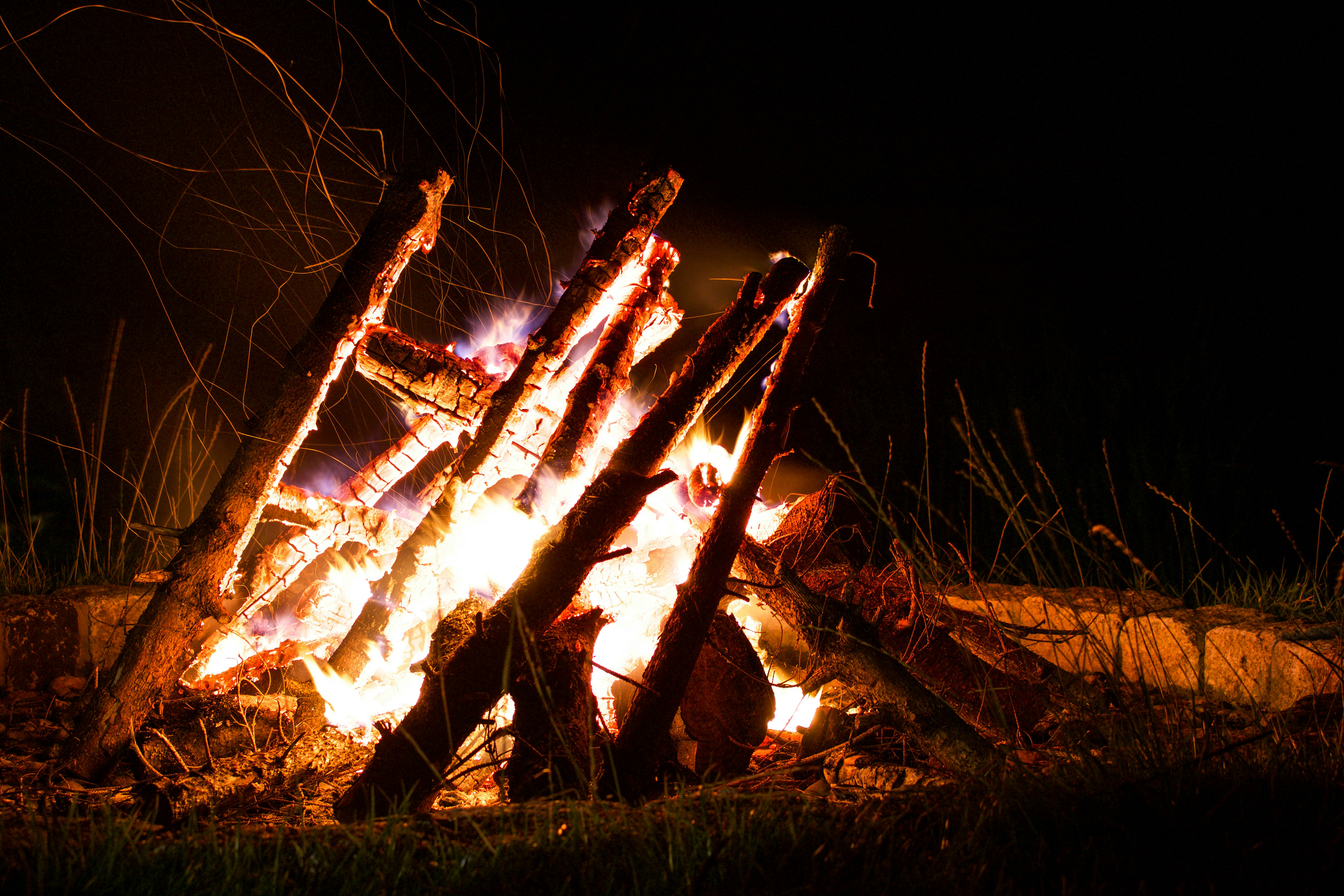 bonfire on grass field