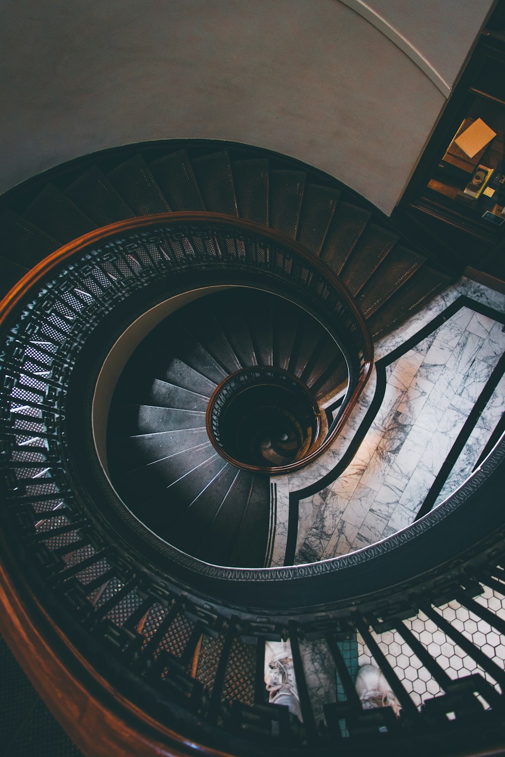 brown wooden handrail