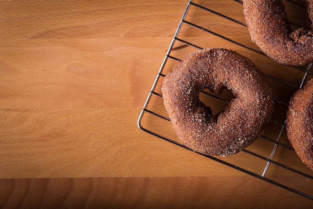 donut on gray steel stand