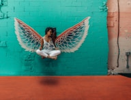 women's blue and white floral surplice neckline camisole