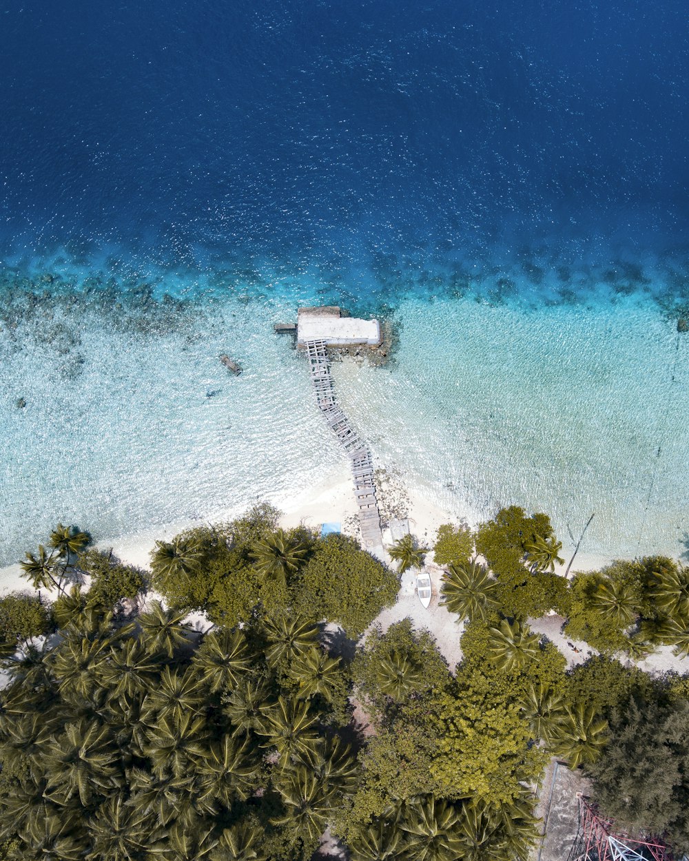 bird's eye view of bridge on sea