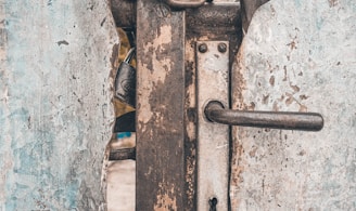 rusted brown steel door level