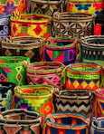 assorted-color woven basket lot