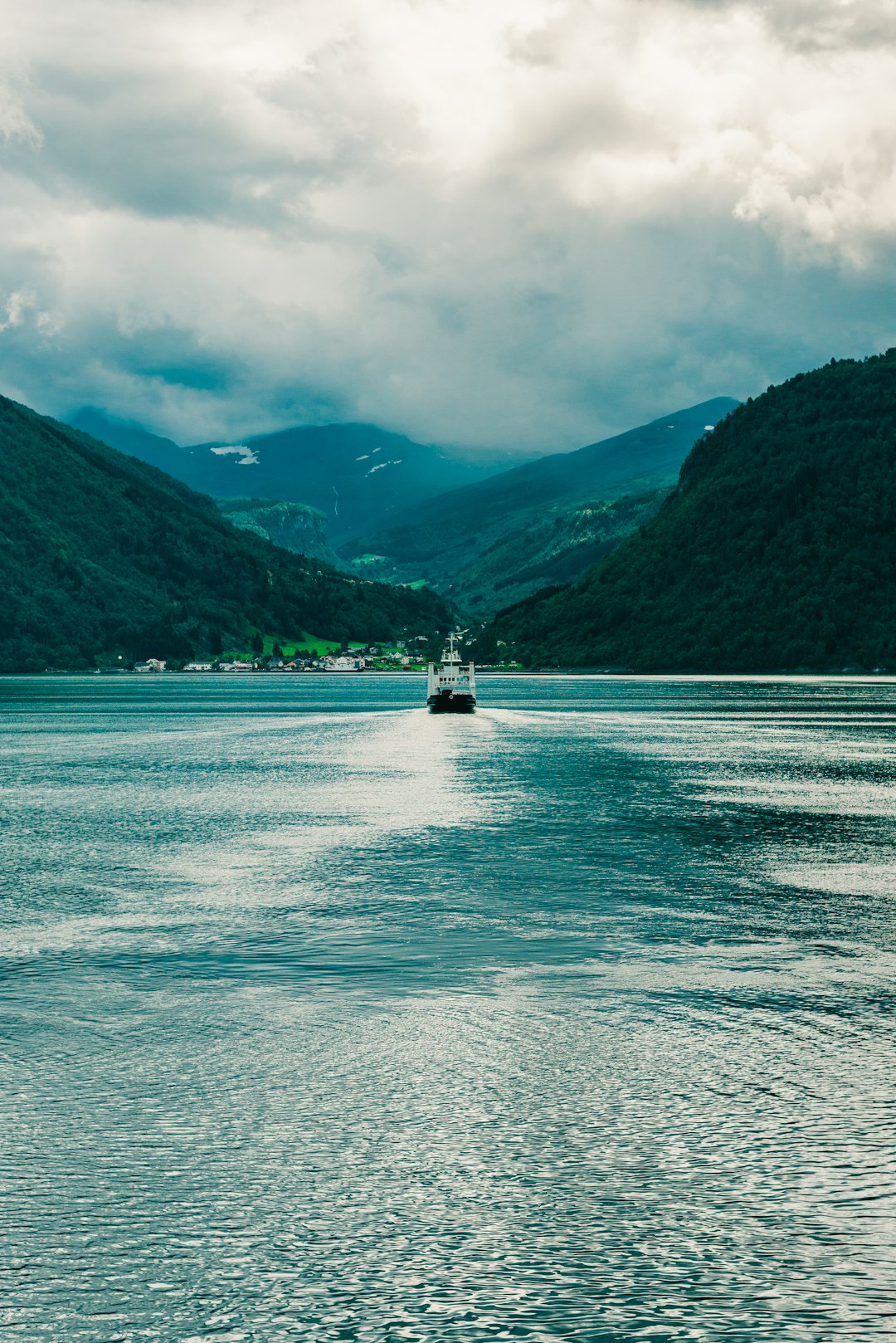 boat near mountains