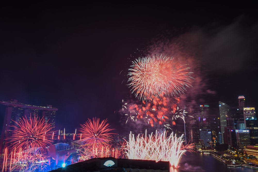 fireworks display view from top of building