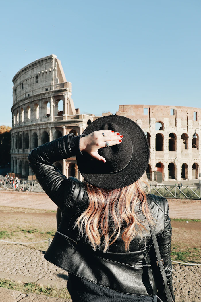 Looking up at the Colosseum in Rome