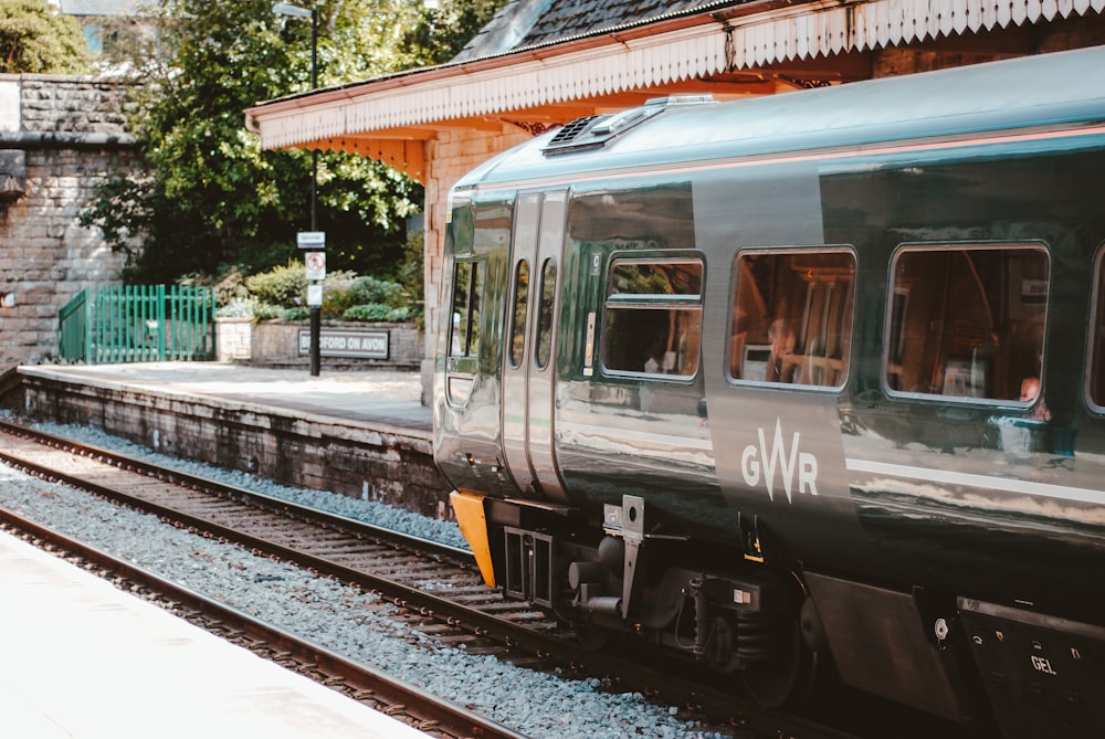 black trail on train station