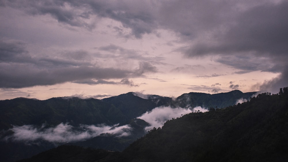 mountain covered with clouds