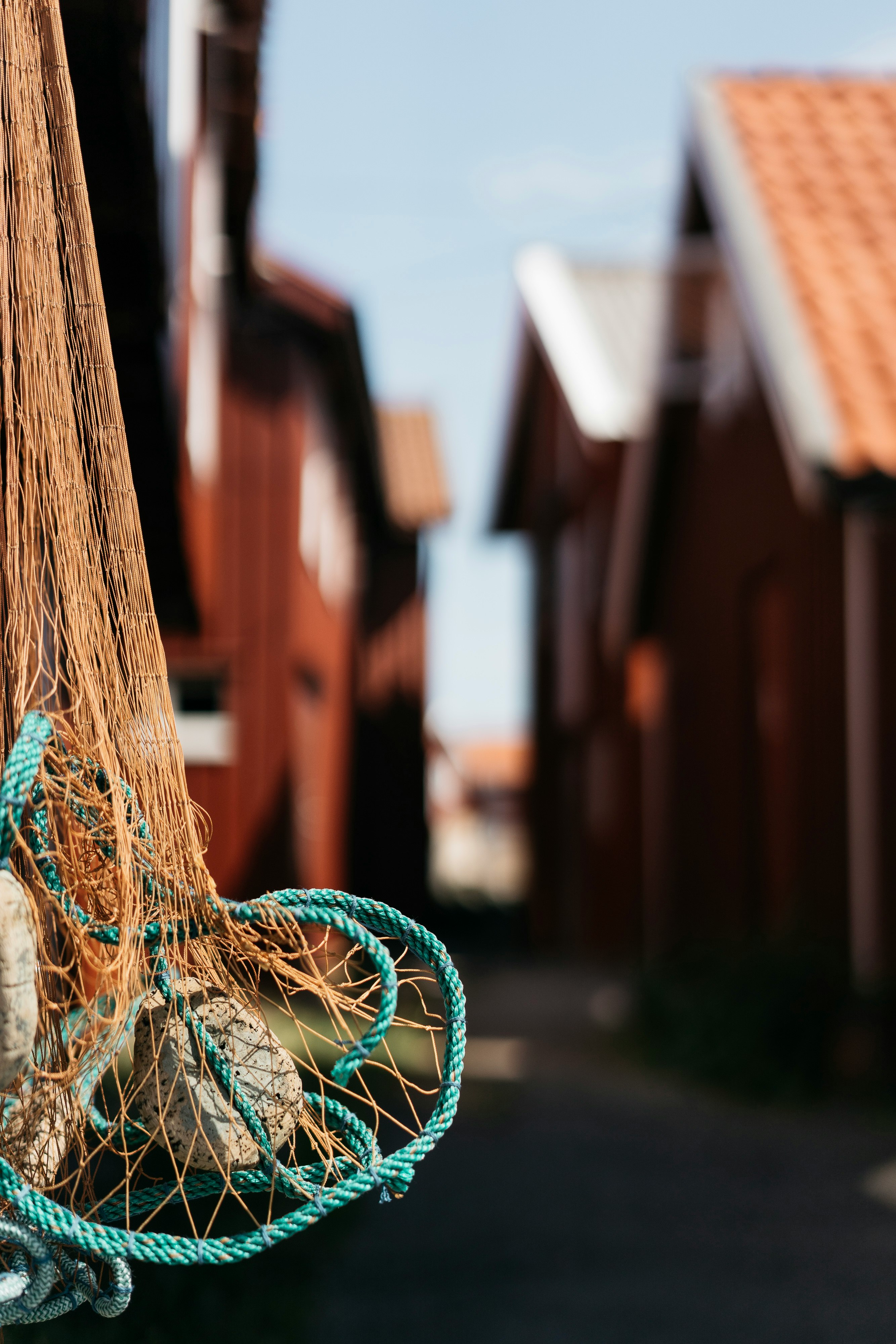 close-up photo of brown net near village