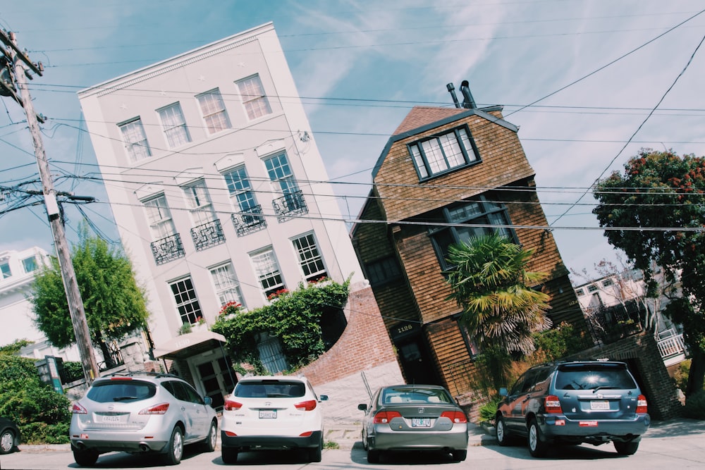 cars parked in front of houses