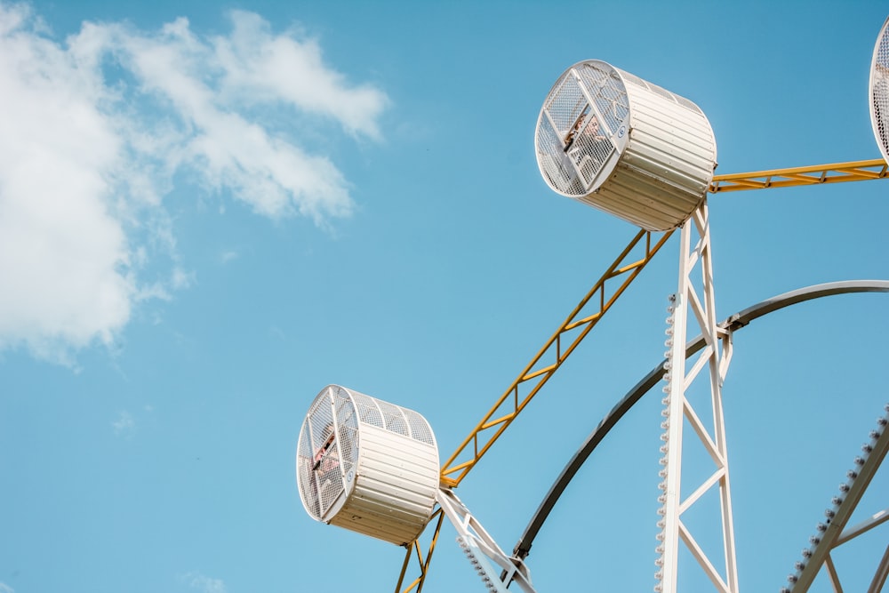 worm's-eye view photography of white ferris wheel