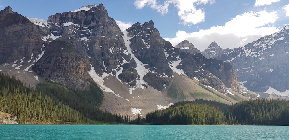 body of water near mountain