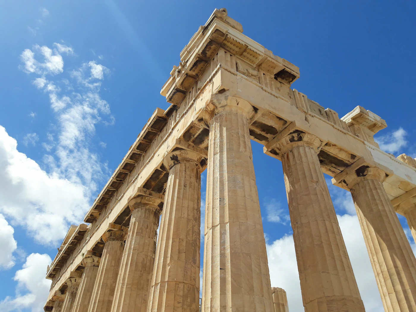 The Acropolis of Athens against a blue sky